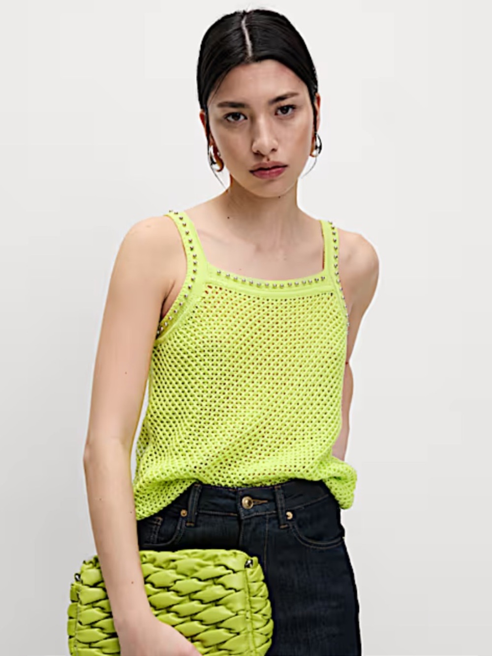 Marks & Spencer Embellished Slim Fit Knitted Vest | SOFT LIME small